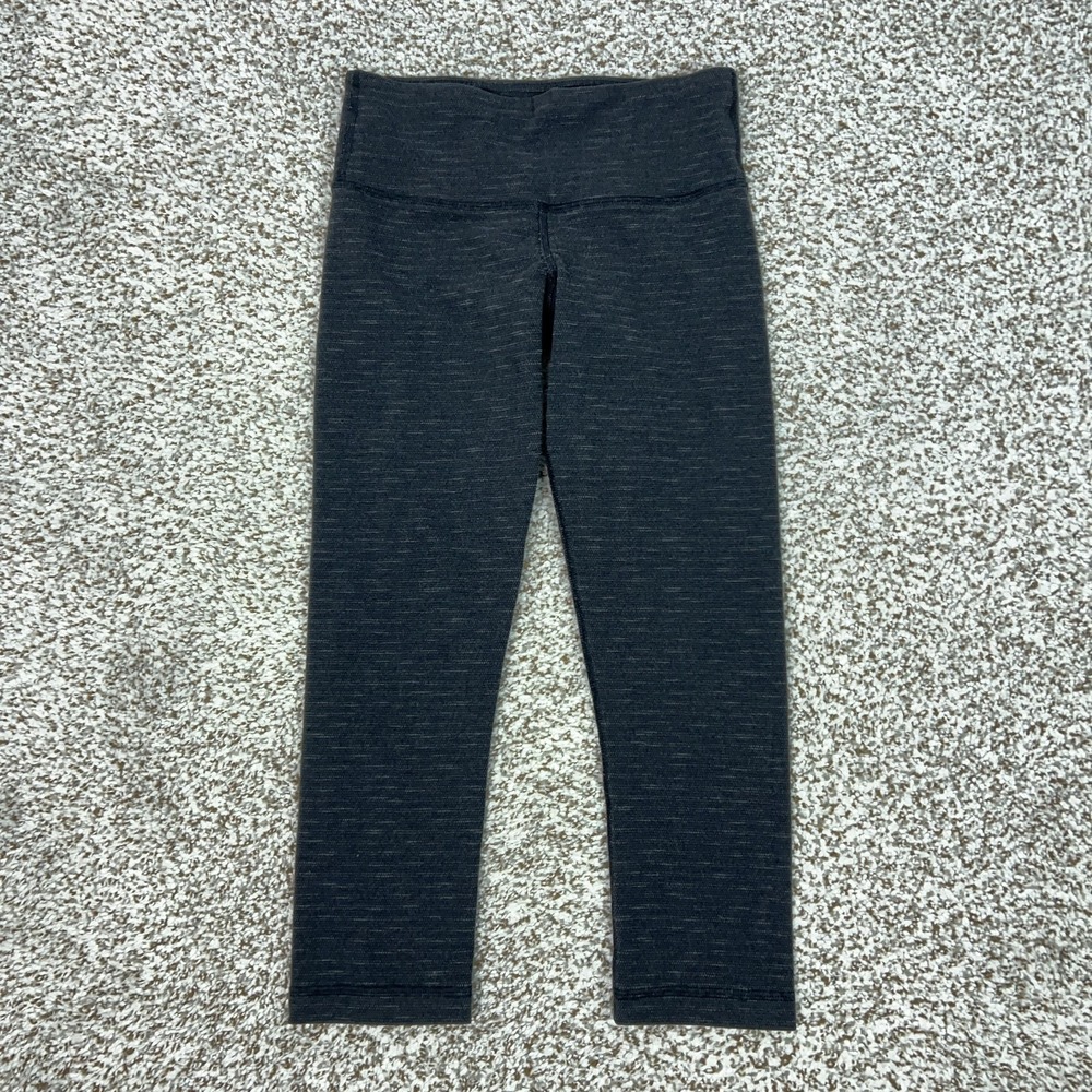 Lululemon Pants Womens 4 Gray Mid Rise Crop Yoga Leggings Athletic Gym Workout‎